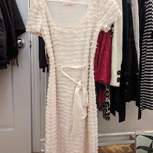 GUC Betsey Johnson cream ruffle dress